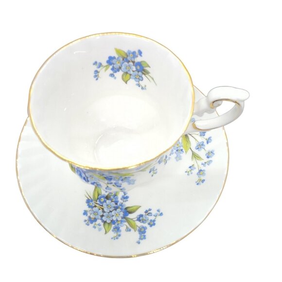Queens China Tea Cup Saucer Blue Flowers. Rosina China Co. - Picture 2 of 4